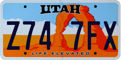 UT license plate Z747FX