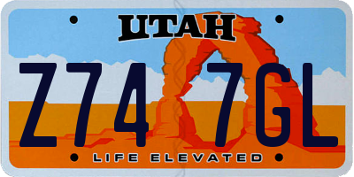 UT license plate Z747GL