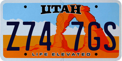 UT license plate Z747GS