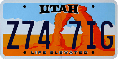 UT license plate Z747IG