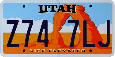 UT license plate Z747LJ