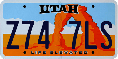 UT license plate Z747LS