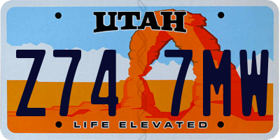 UT license plate Z747MW