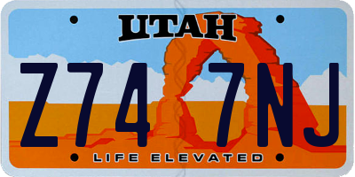 UT license plate Z747NJ