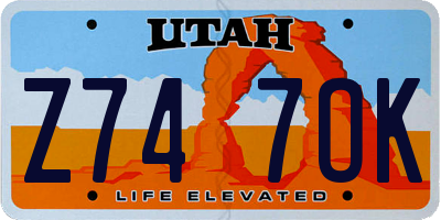UT license plate Z747OK