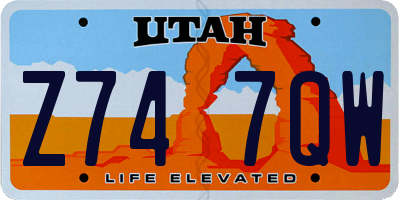 UT license plate Z747QW