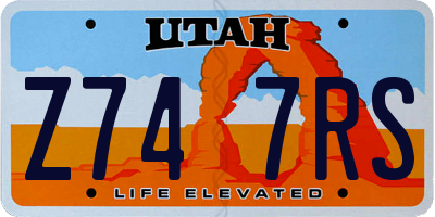UT license plate Z747RS