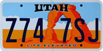UT license plate Z747SJ