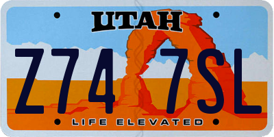 UT license plate Z747SL