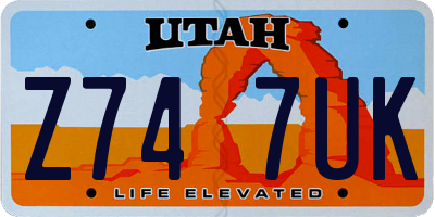 UT license plate Z747UK