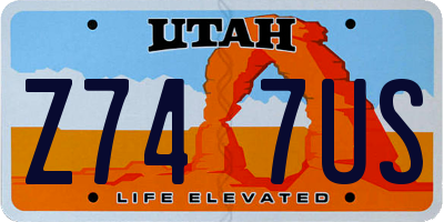 UT license plate Z747US