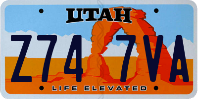 UT license plate Z747VA
