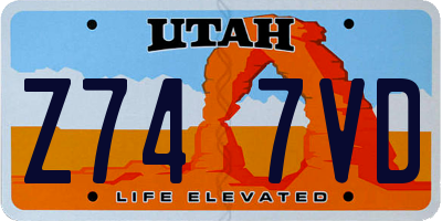 UT license plate Z747VD