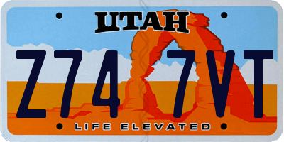 UT license plate Z747VT