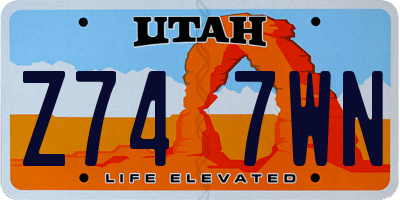 UT license plate Z747WN