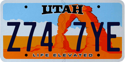 UT license plate Z747YE