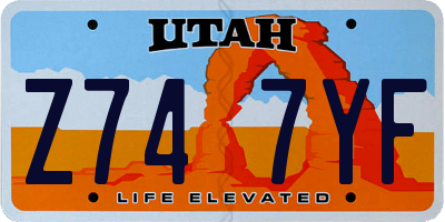 UT license plate Z747YF