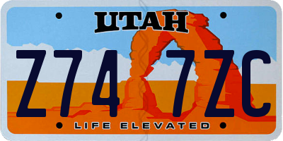 UT license plate Z747ZC