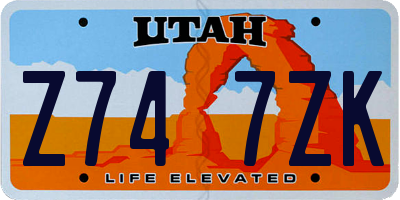 UT license plate Z747ZK