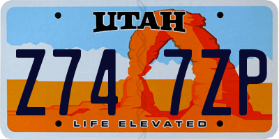 UT license plate Z747ZP