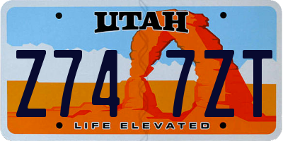 UT license plate Z747ZT