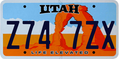UT license plate Z747ZX