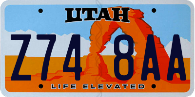 UT license plate Z748AA