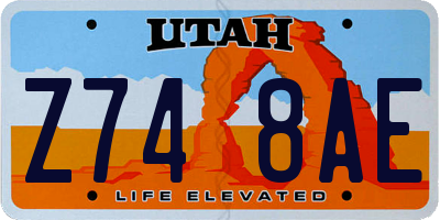 UT license plate Z748AE