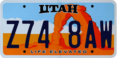 UT license plate Z748AW