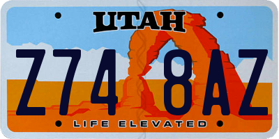 UT license plate Z748AZ