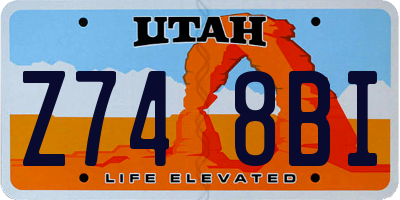 UT license plate Z748BI