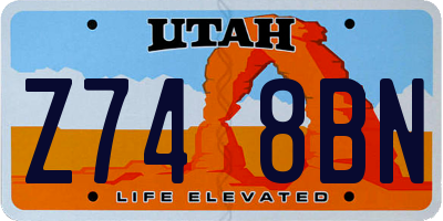 UT license plate Z748BN