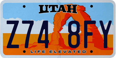 UT license plate Z748FY