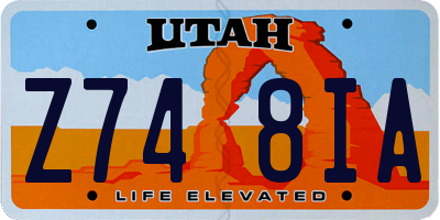 UT license plate Z748IA