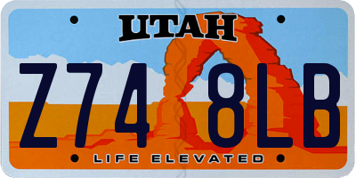 UT license plate Z748LB