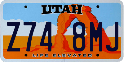 UT license plate Z748MJ