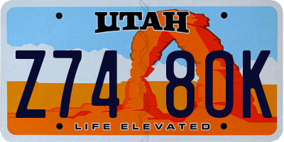 UT license plate Z748OK