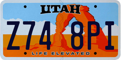 UT license plate Z748PI