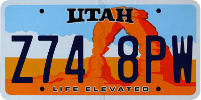 UT license plate Z748PW