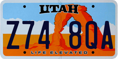 UT license plate Z748QA