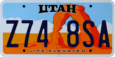 UT license plate Z748SA