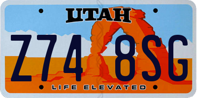 UT license plate Z748SG