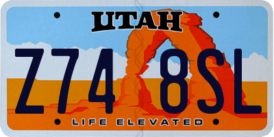 UT license plate Z748SL