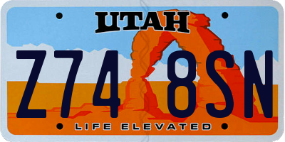 UT license plate Z748SN