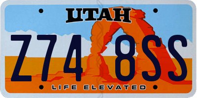 UT license plate Z748SS