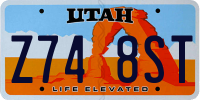 UT license plate Z748ST