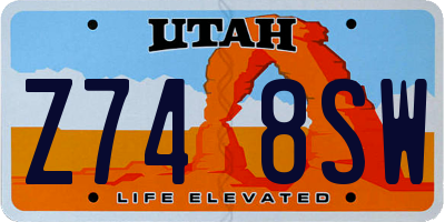 UT license plate Z748SW