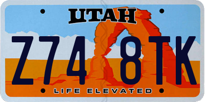 UT license plate Z748TK