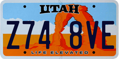 UT license plate Z748VE