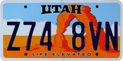 UT license plate Z748VN